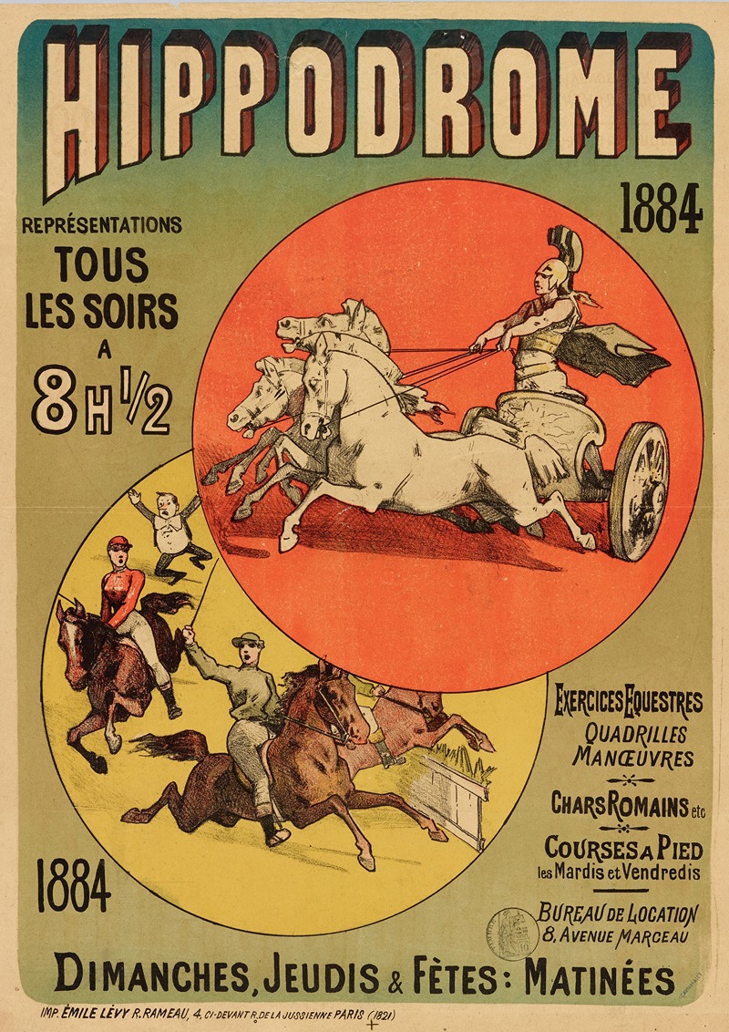 Hippodrome Representations Tous Les Soirs by Имп. Эмиль Леви, 1884 — digital art print download