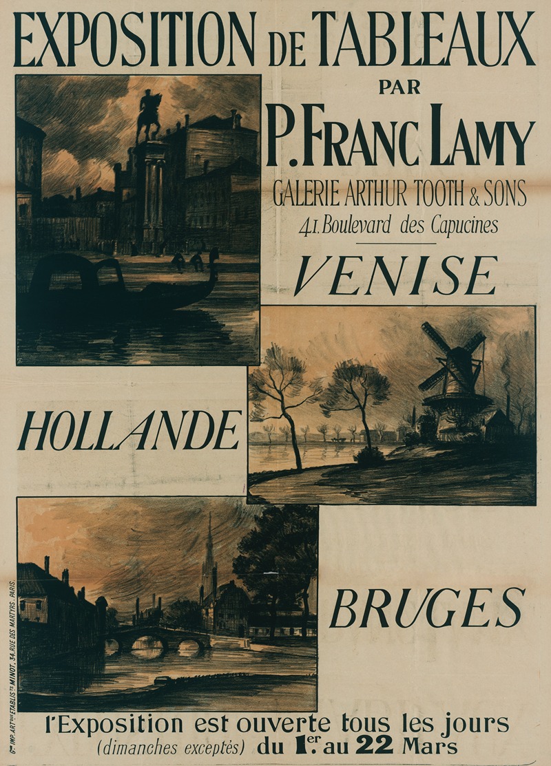 Exposition De Tableaux Par P. Franc Lamy by Imp. J. Minot, 1890-1911 — digital art print download