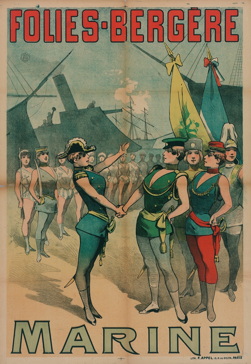 Folies-Bergere Marine by Lith. F. Appel, 1890 — digital art print download