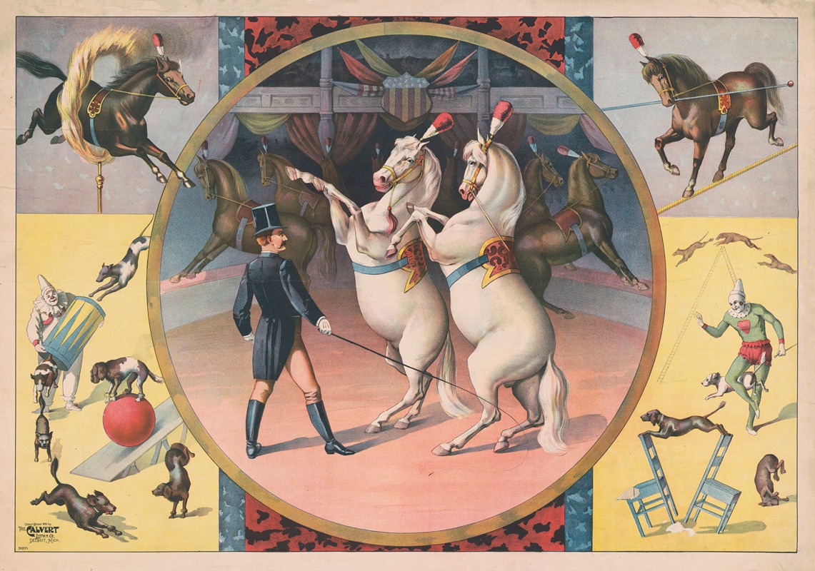 Circus horses and trainer by Кэлверт Литографическая Компания, 1891 — digital art print download