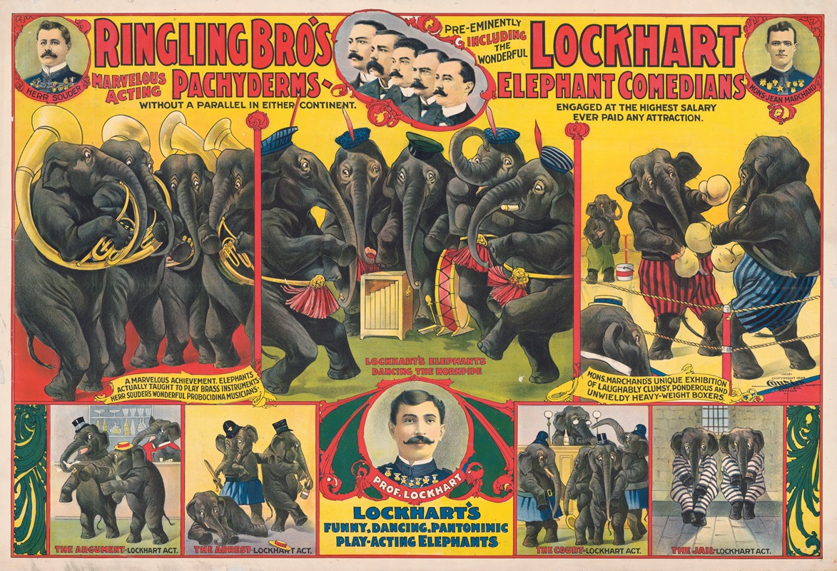 Ringling Bro's marvelous acting Pachyderms … Lockhart elephant comedians … — Courier Litho. Co.