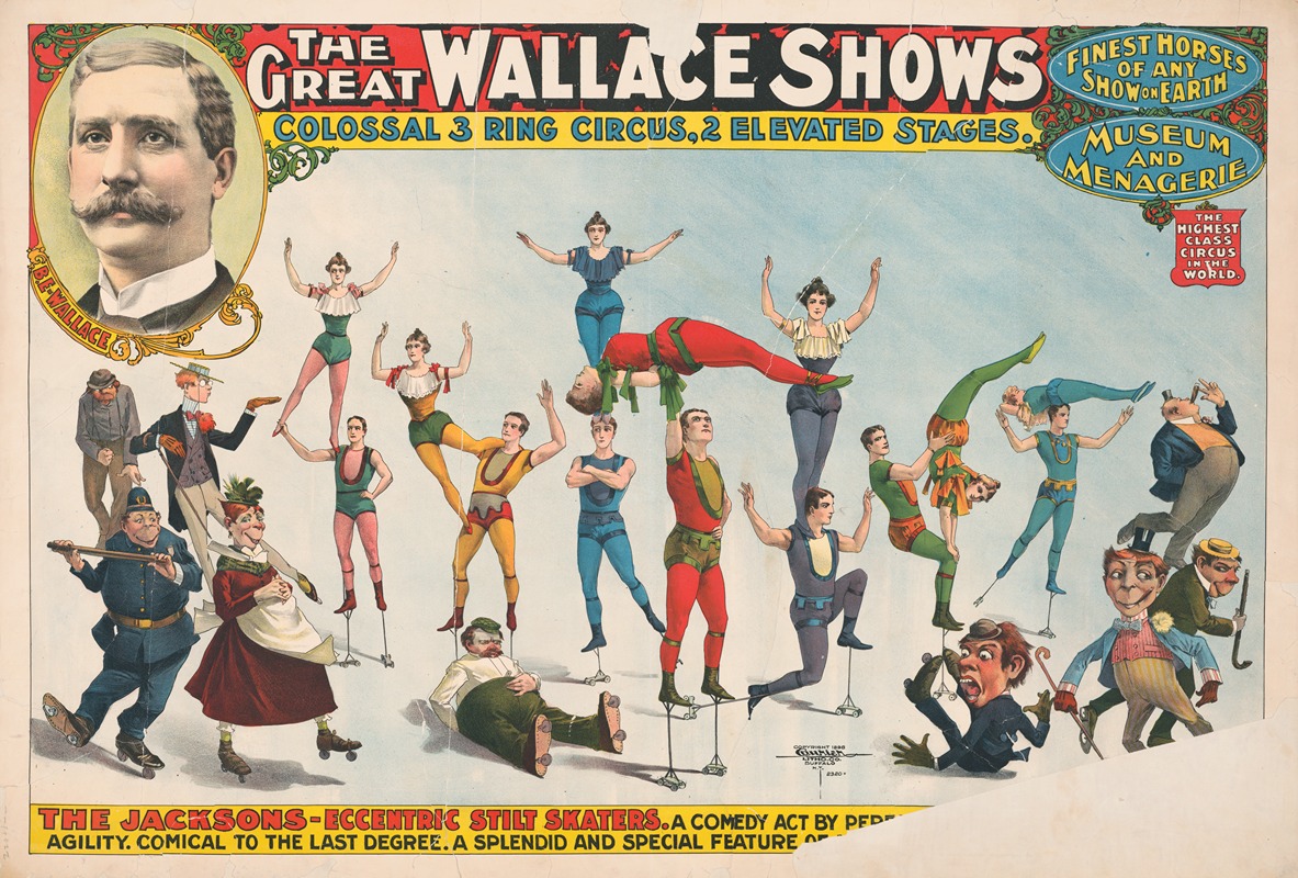 The great Wallace shows … The Jacksons – Eccentric stilt skaters … — Courier Litho. Co.