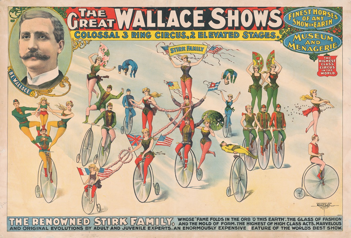The Great Wallace shows ; Colossal 3 ring circus, 2 elevated stages by Курьер Лито. Ко., 1898 — digital art print download