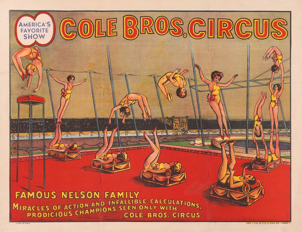Cole Bros. Circus. Nelson Family — Erie Litho Co.