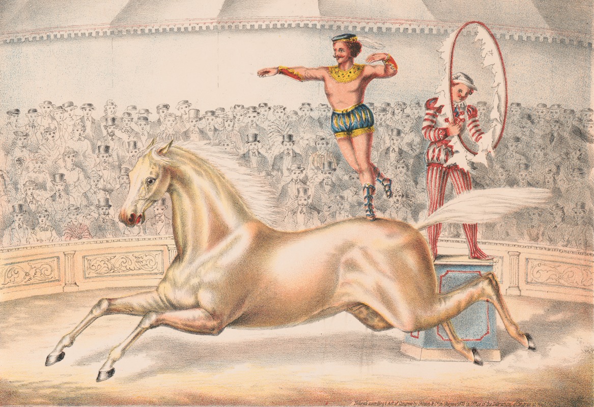 Circus performer leaping through a ring of fire by Гибсон и Ко. Лит — digital art print download