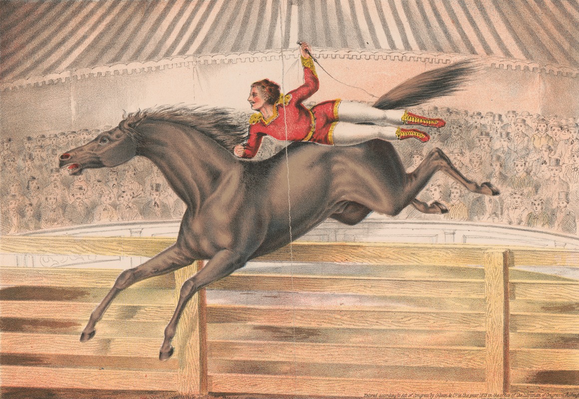 Circus performer riding a vaulting horse bareback by Гибсон и Ко. Лит, 1873 — digital art print download