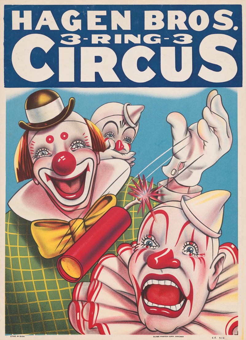 Hagen Bros. 3-ring-3 circus by Globe Poster Corp., 1900-1910 — digital art print download