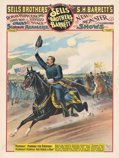 Sells Brothers and Barrett… Hurrah! Hurrah for Sheridan! by Strobridge & Co. Lith., 1890-1900 — digital art print download