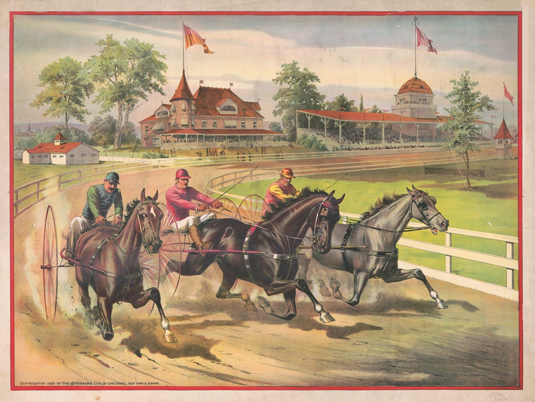 Three harness racers by Стробридж и Ко. Лит., 1890 — digital art print download