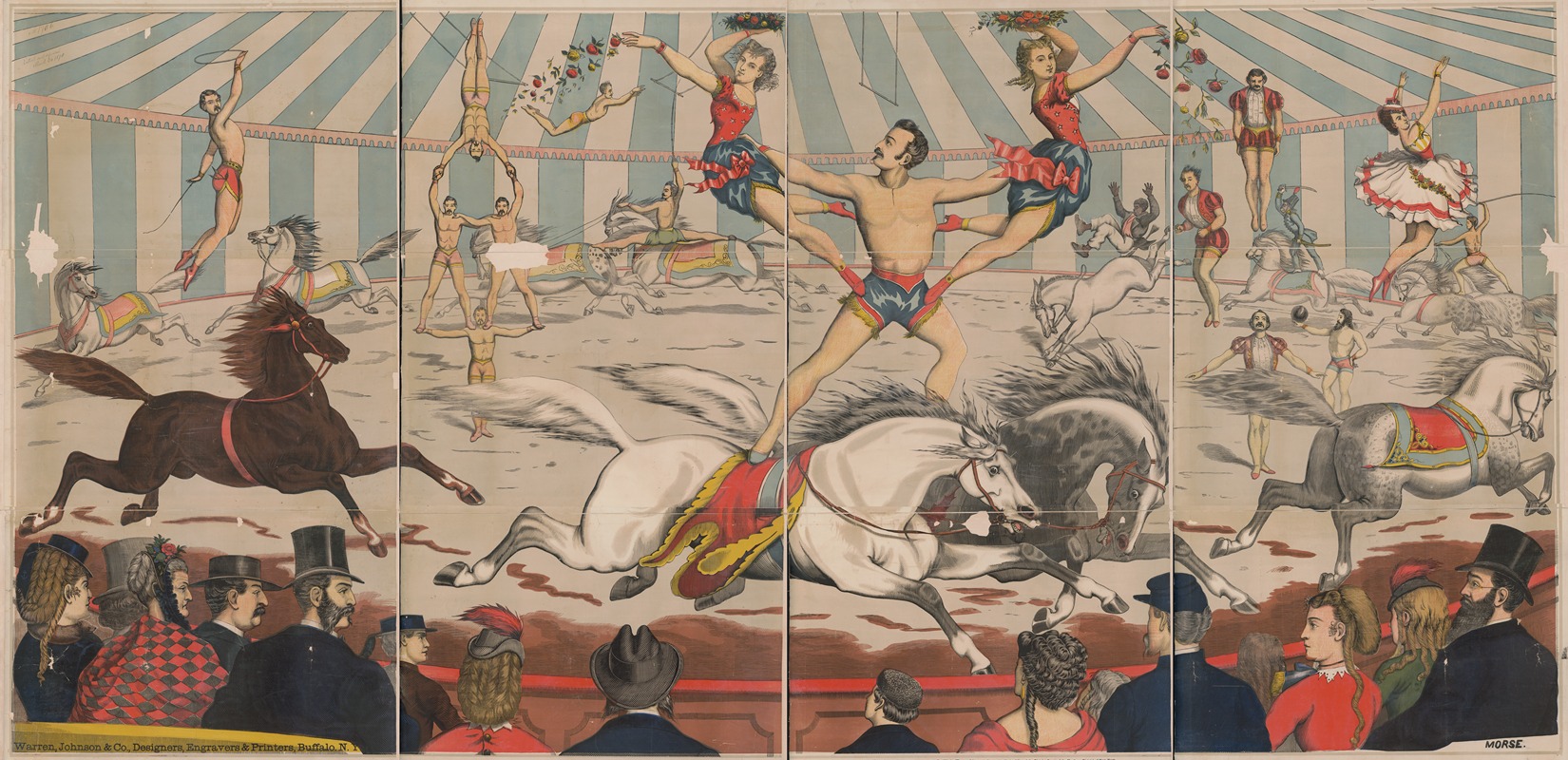 Acrobats on horseback by Уоррен, Джонсон и Ко, 1870 — digital art print download