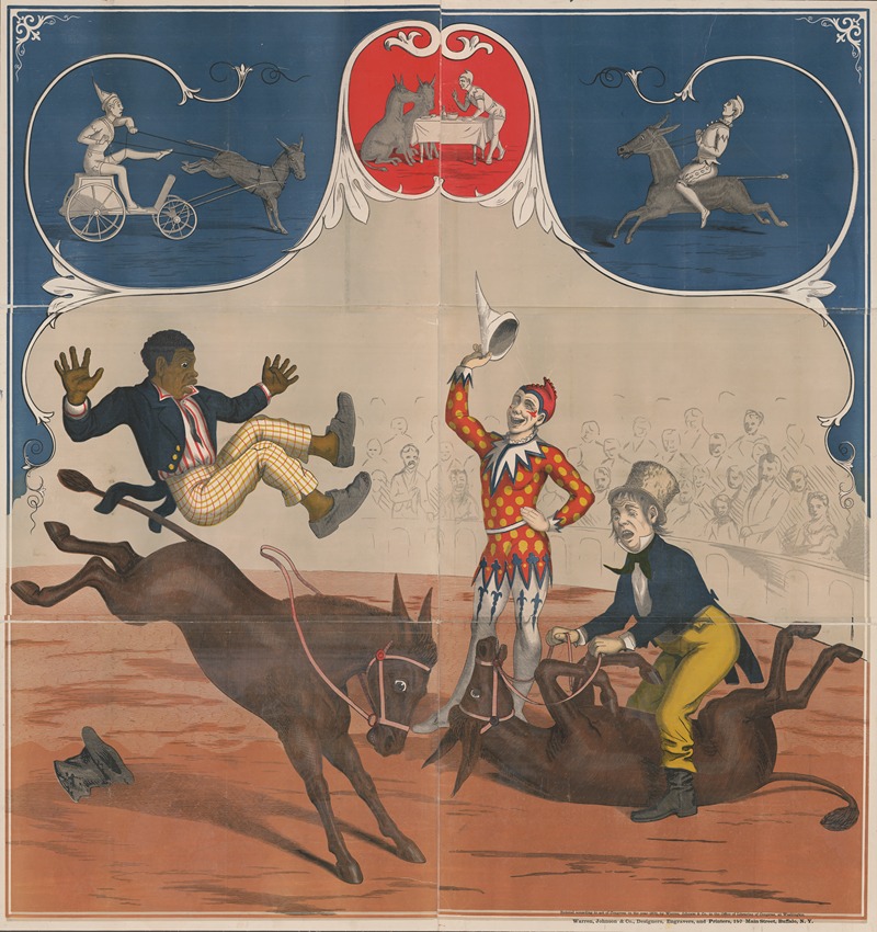 Clowns with Mules by Warren, Johnson & Co., 1870 — digital art print download