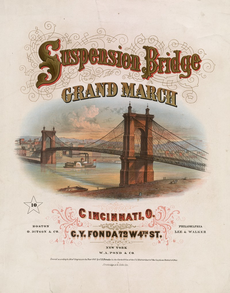 Suspension Bridge Grand March by Стробридж и Ко. Лит. — digital art print download