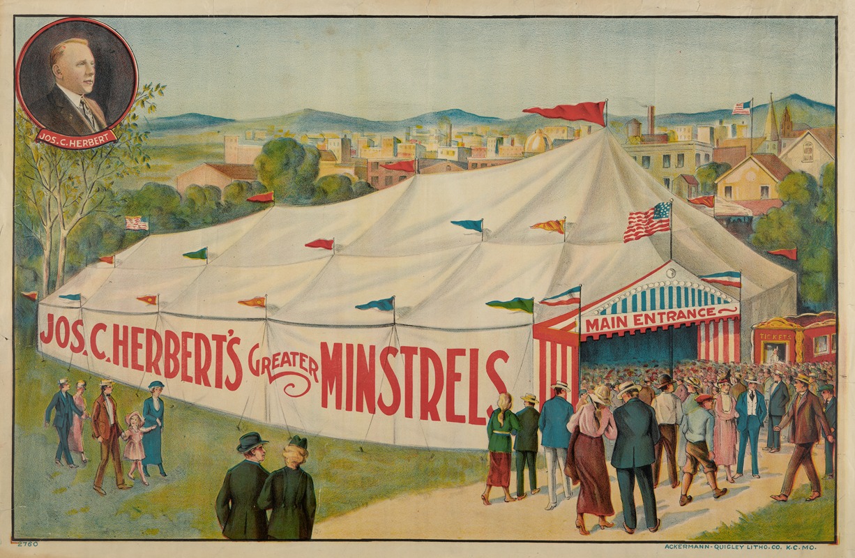 Jos C. Cherbert's Greater Minstrels by Акерманн-Квигли Литографическая Компания — digital art print download
