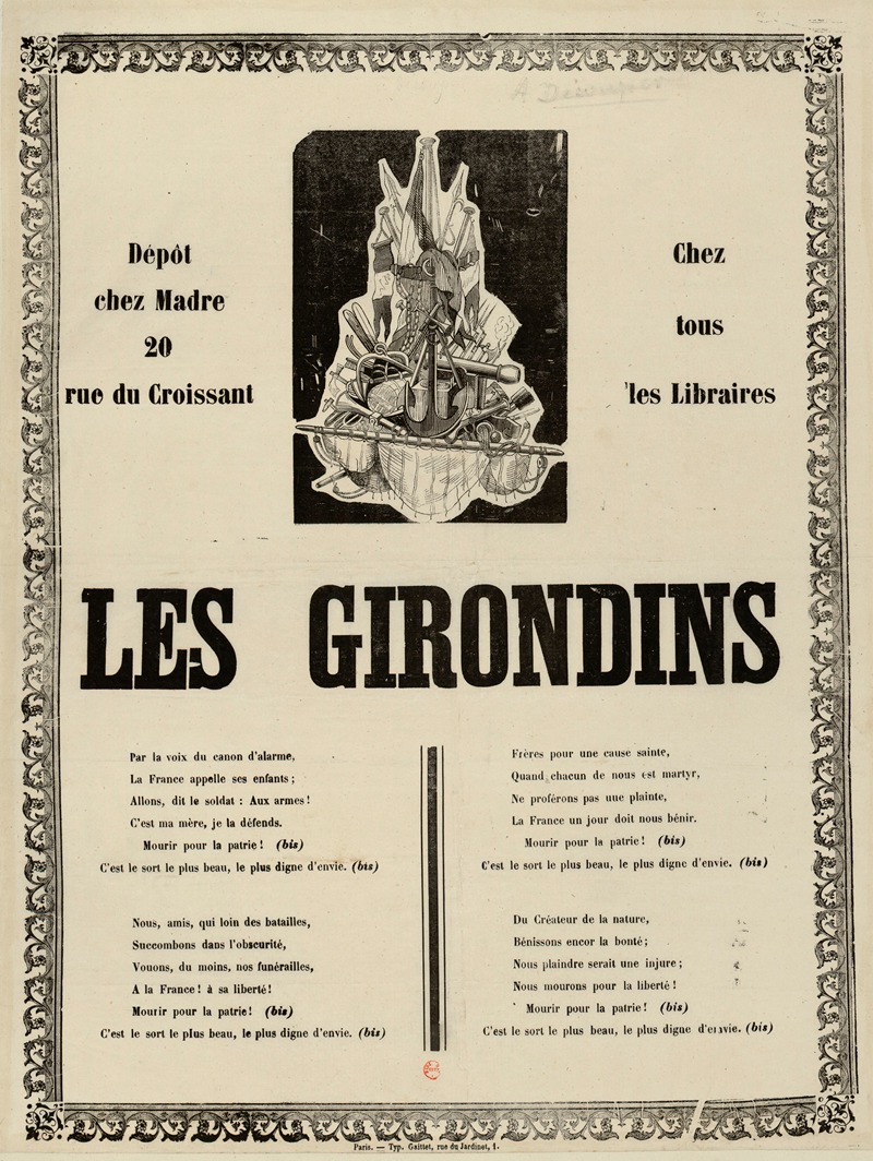 Les Girondins by Alexandre Dumas, 1870 — digital art print download