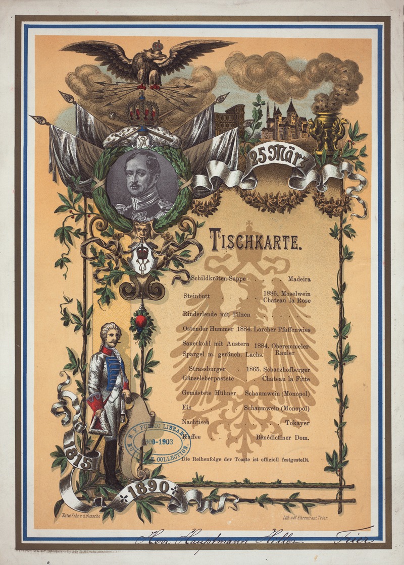 75TH ANNIVERSARY DINNER (held by) REGIMENTS VON HORN by Аноним, 1890 — digital art print download