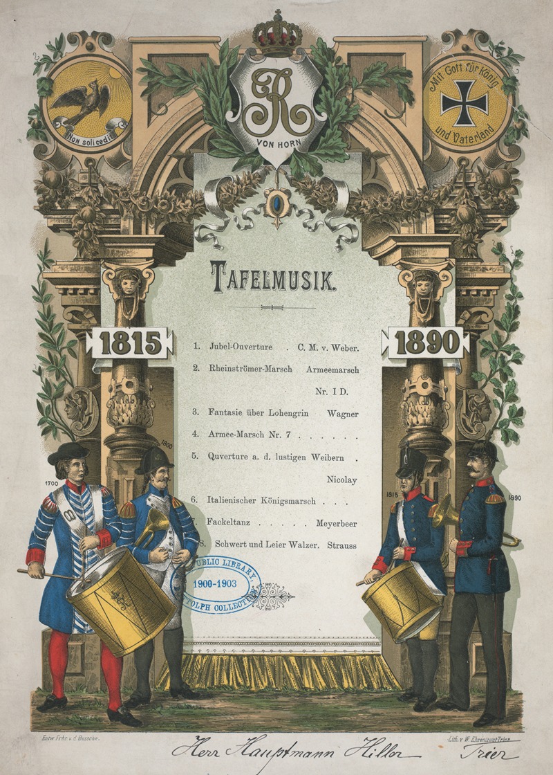 75th Anniversary Dinner (Held By) Regiments Von Horn by Аноним, 1890 — digital art print download