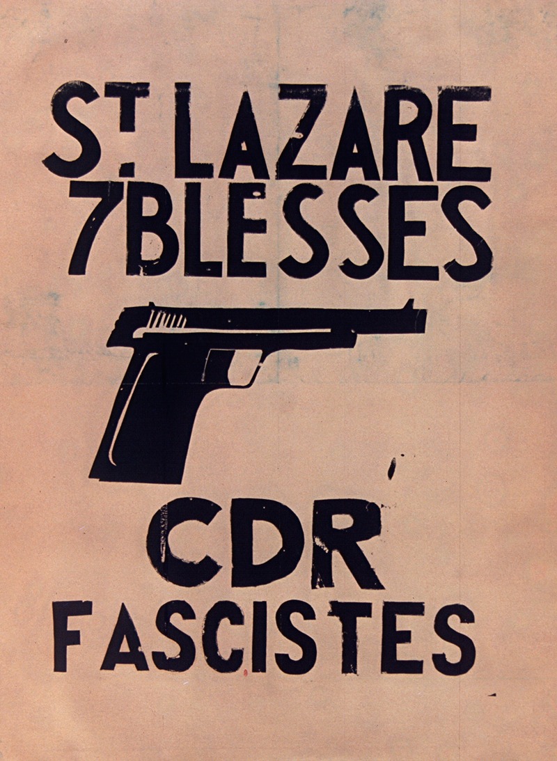 St Lazare 7 blessés CDR fascistes by Аноним, 1968 — digital art print download