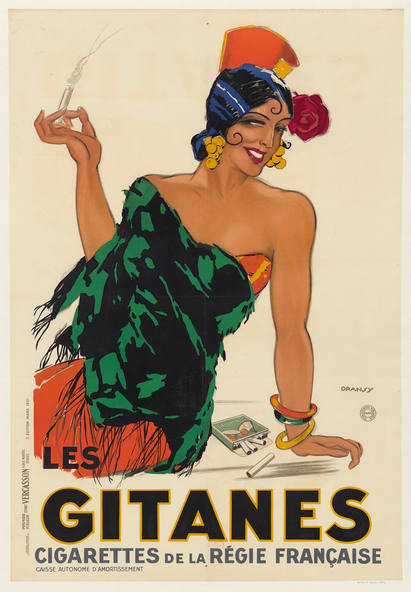 Gitanes, cigarettes de la Régie française by Dransy, 1931 — digital art print download