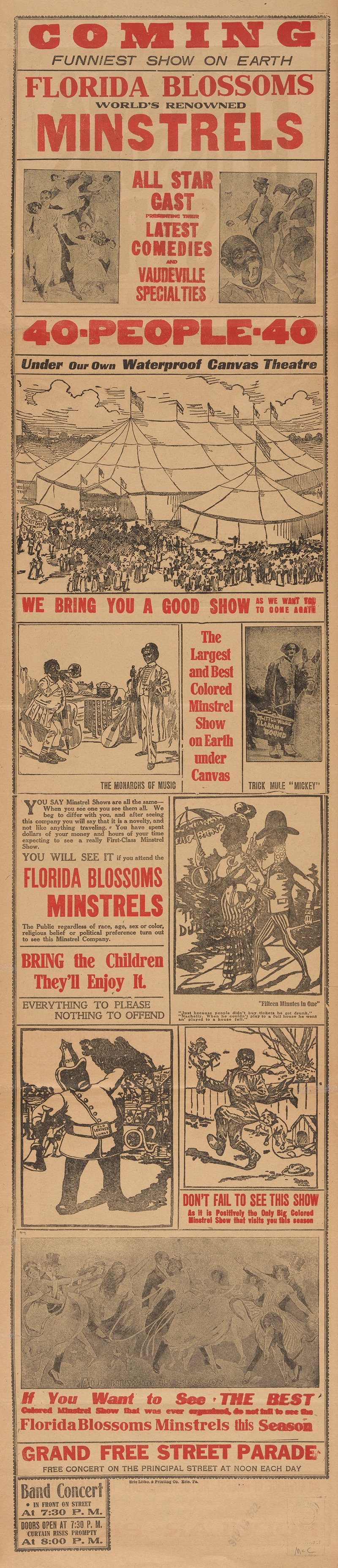 Florida Blossoms Minstrels, 40-People-40 — Erie Litho Co.