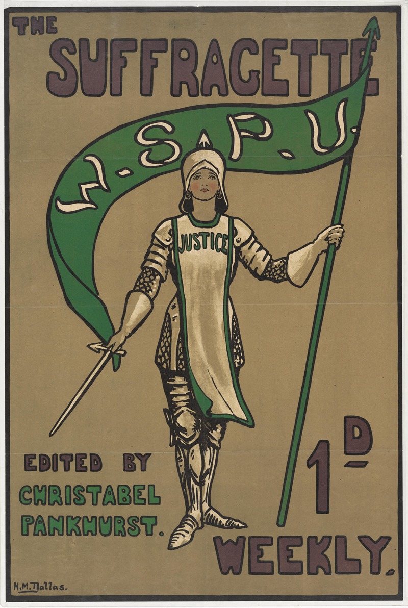 The Suffragette, W.S.P.U. by H.M. Dallas, 1912-1915 — digital art print download