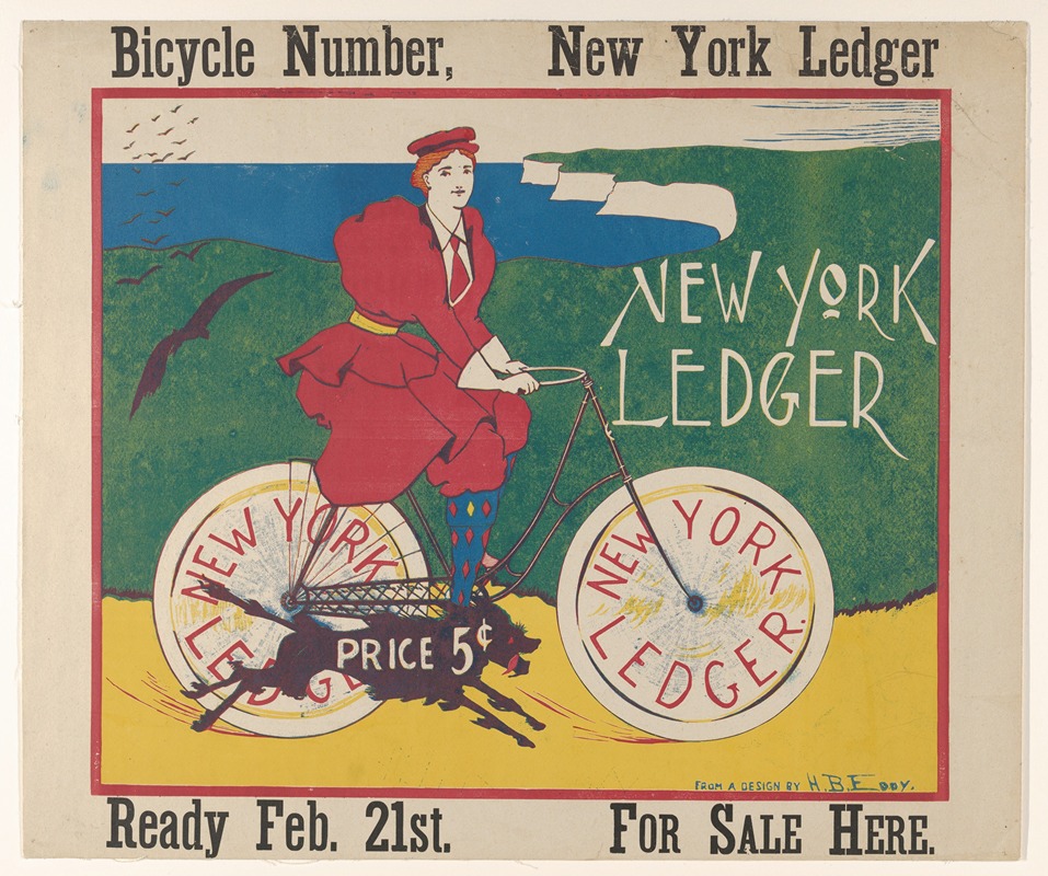 New York Ledger; Bicycle Number by Henry Brevoort Eddy, 1895 — digital art print download