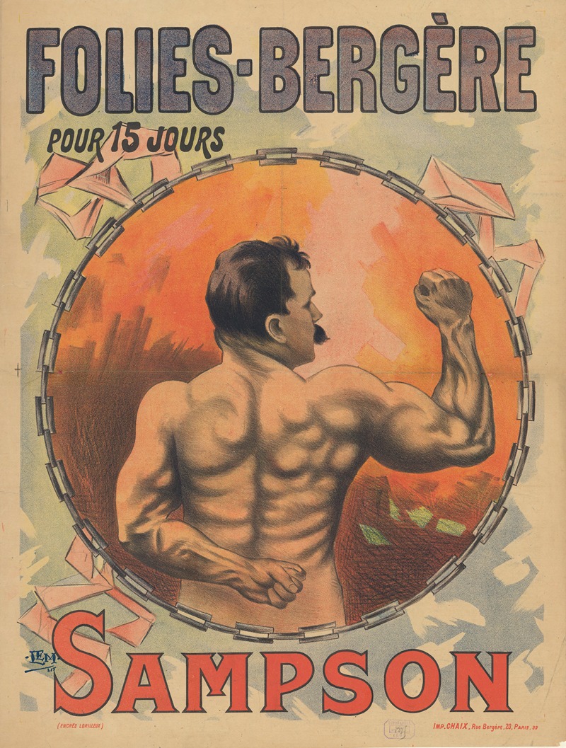 Folies-Bergère…Sampson by Imp. Chaix, 1899 — digital art print download