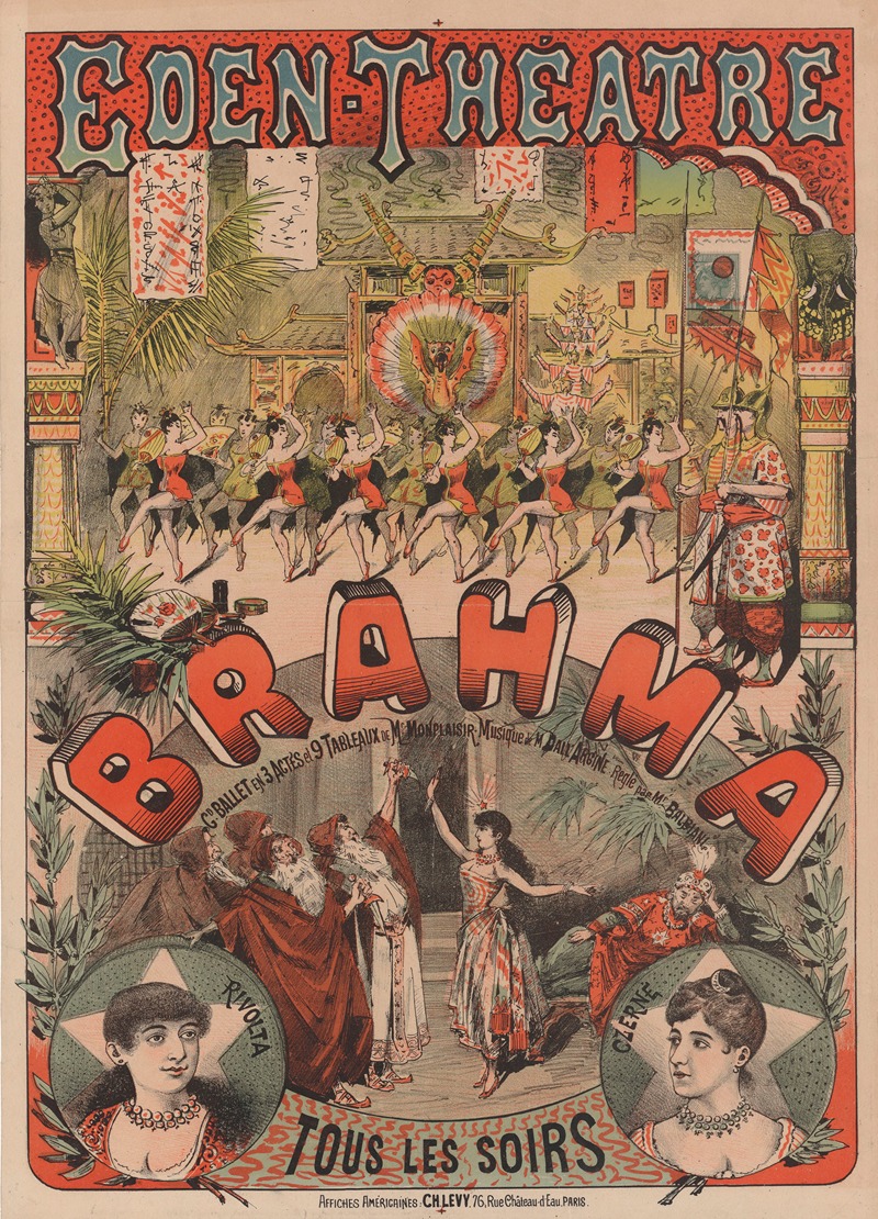 Eden-Théâtre… Brahma by Имп. Эмиль Леви, 1886 — digital art print download