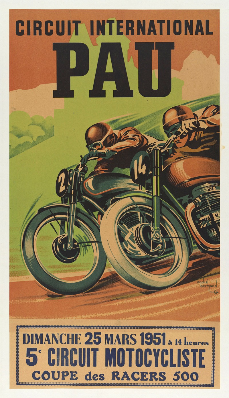 Circuit international de Pau by André Bermond, 1951 — digital art print download