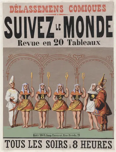 Délassemens-Comiques Suivez le monde! Revue en 20 tableaux by Imp. Rouchon, 1857 — digital art print download