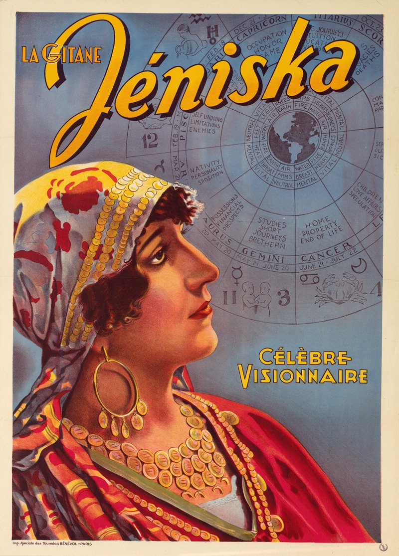 La gitane Jeniska. Célèbre visionnaire by Imp. Spéciale des Tournées Bénévol — digital art print download