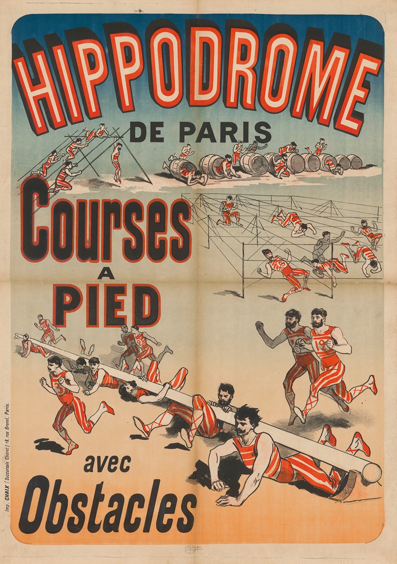 Hippodrome de Paris. Courses à pied avec obstacles by Жюль Шере, 1881 — digital art print download