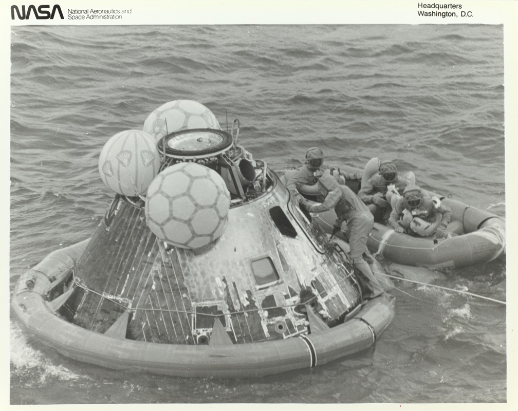Astronauts in Lifeboat After Apollo 11 Splashdown — NASA