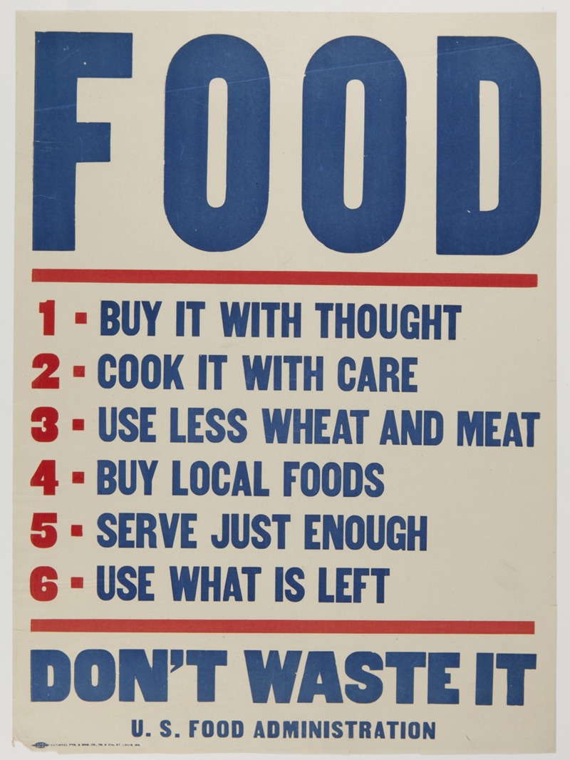 Food. Don't Waste It by National Printing & Engraving Company — digital art print download