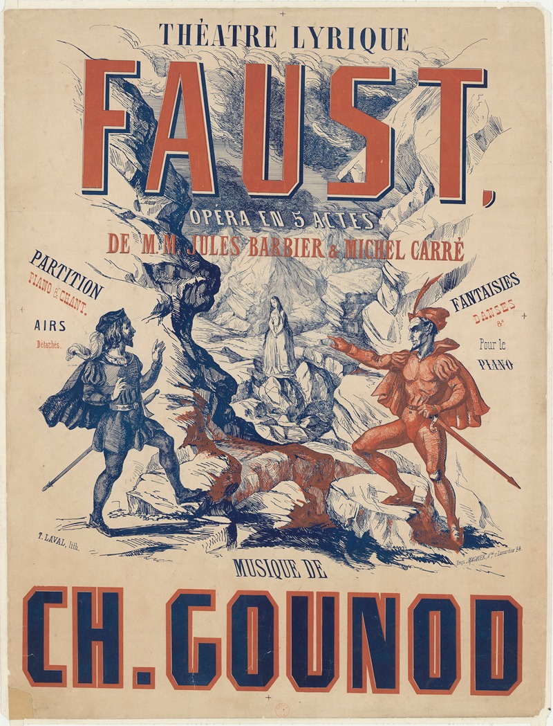 Théâtre Lyrique. Faust by T. Laval, 1859 — digital art print download
