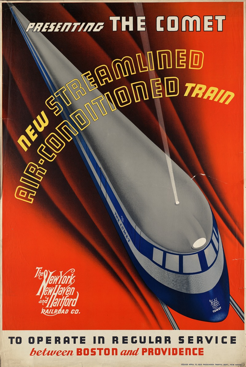 Presenting the comet. New streamlined air-conditioned train by Аноним — digital art print download