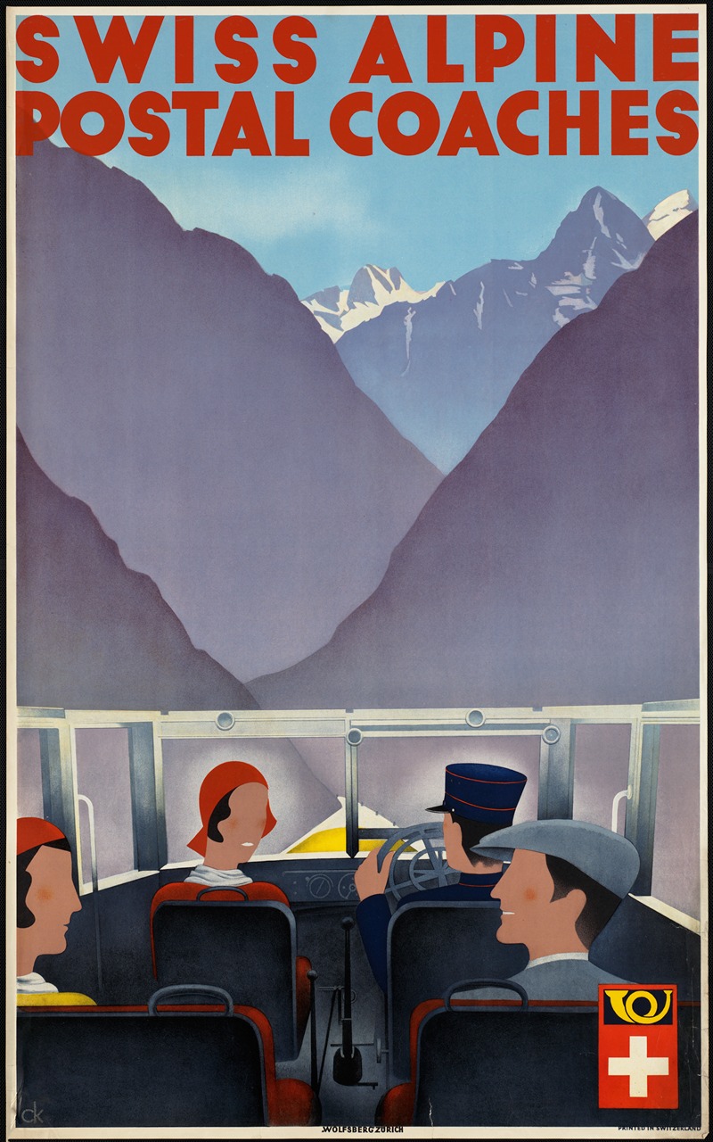 Swiss alpine postal coaches by Аноним — digital art print download