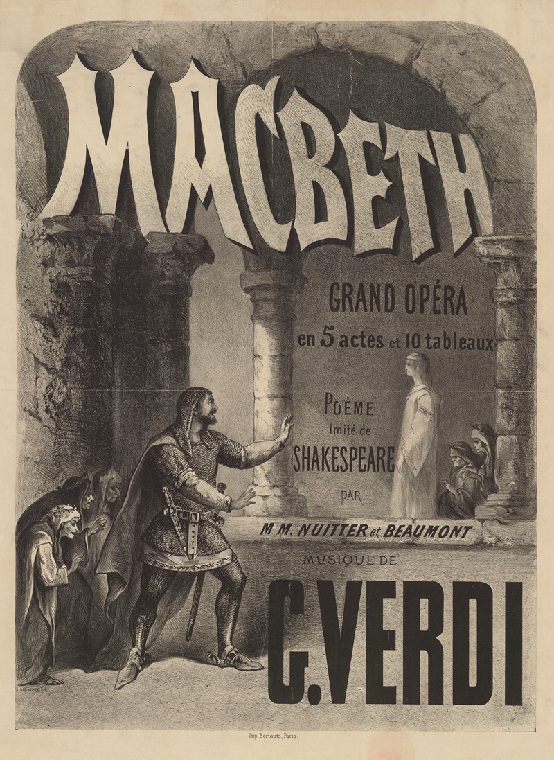 Macbeth. Grand Opéra en 5 actes et 10 tableaux by Antoine Barbizet, 1865 — digital art print download