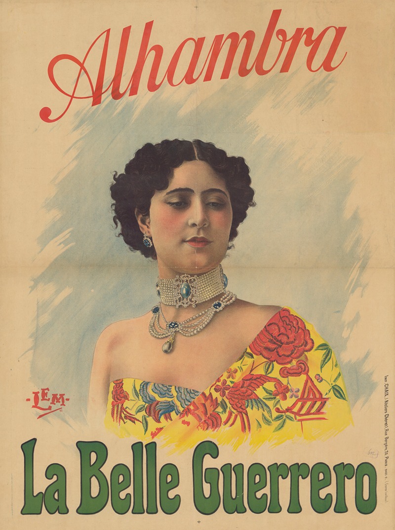 La Belle Guerrero. Alhambra by Imp. Chaix, 1899 — digital art print download