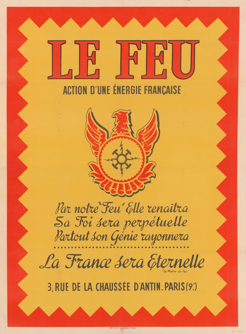 Le feu, action d'une énergie française — Imp. Courbet