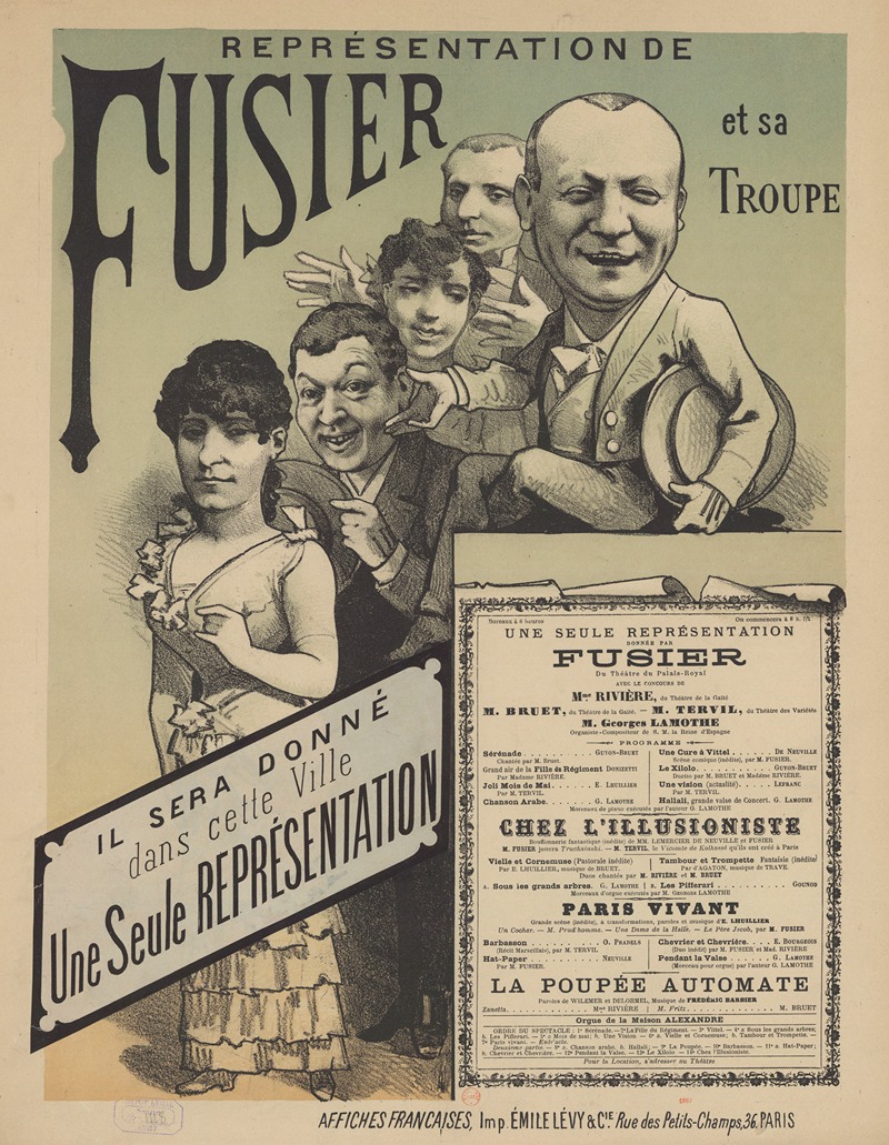 Représentation de Fusier et sa troupe — Имп. Эмиль Леви