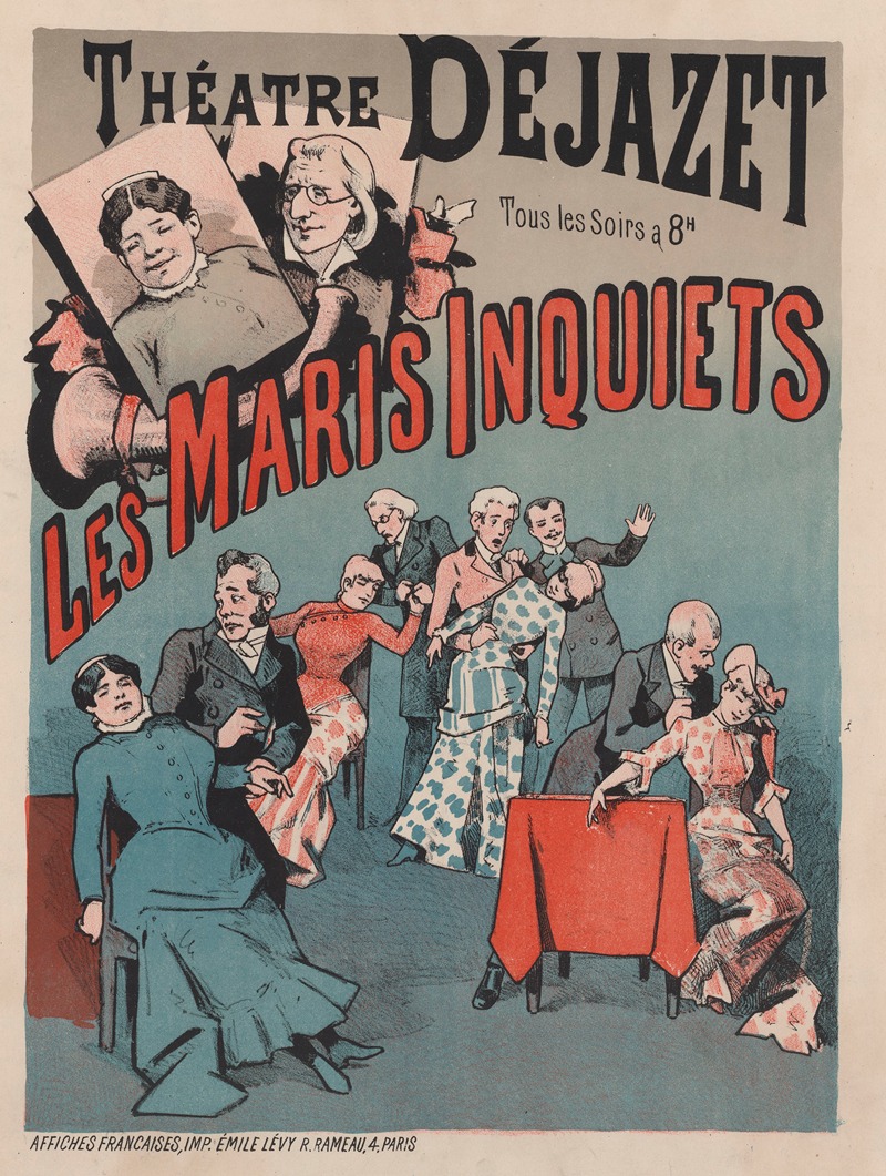 Théâtre Déjazet… Les Maris inquiets — Imp. Emile Lévy
