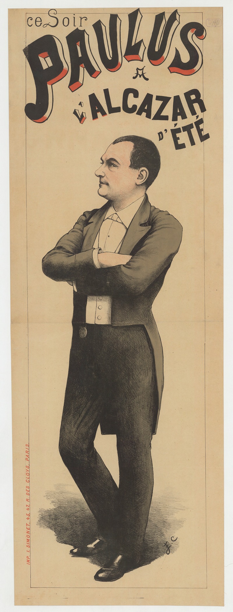 Paulus à l'Alcazar d'Eté by Imp. J. Simonet, 1889 — digital art print download