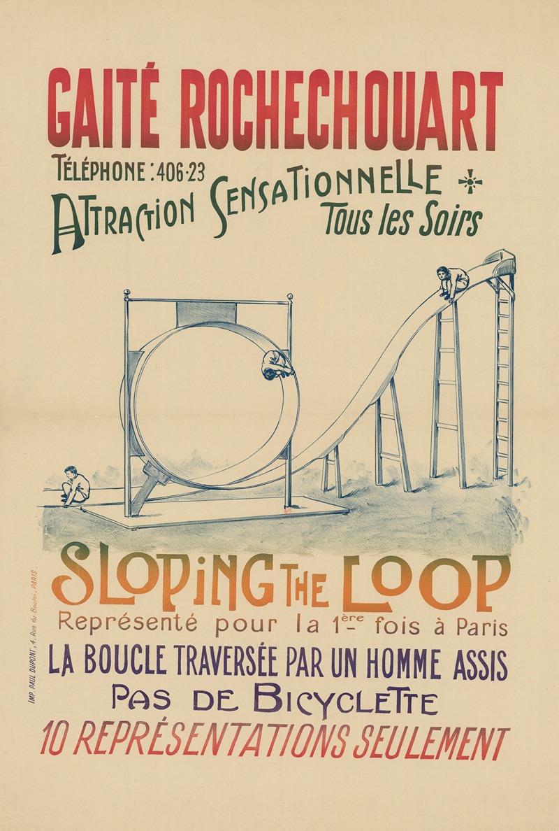 Gaité Rochechouart… Attraction exceptionnelle, tous les soirs… Sloping the Loop — Imp. Paul Dupont