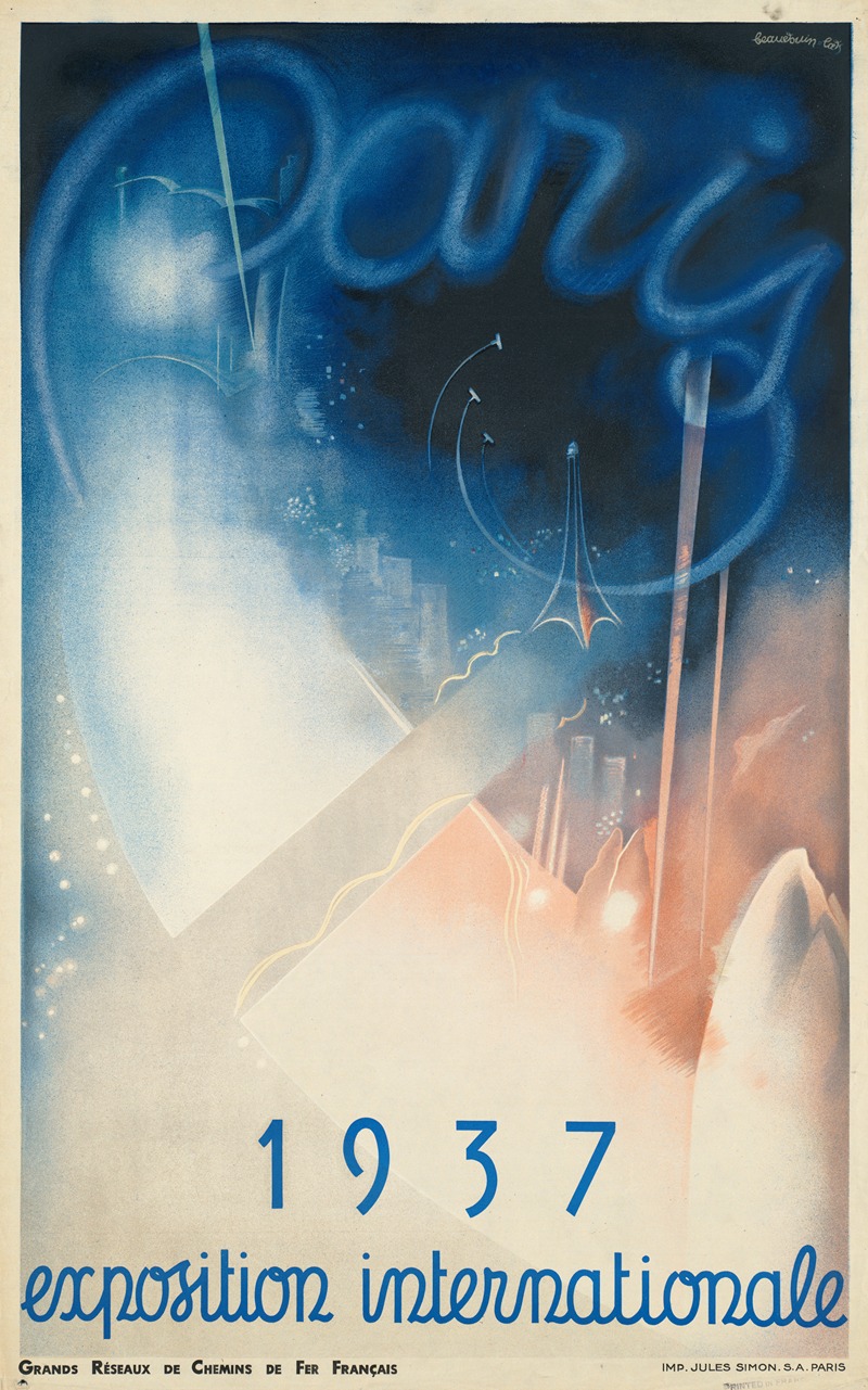 Paris. 1937 exposition internationale by L. Beaudouin, 1937 — digital art print download