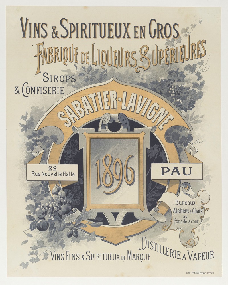 Sabatier-Lavigne by Lith. Wetterwald Bord, 1896 — digital art print download
