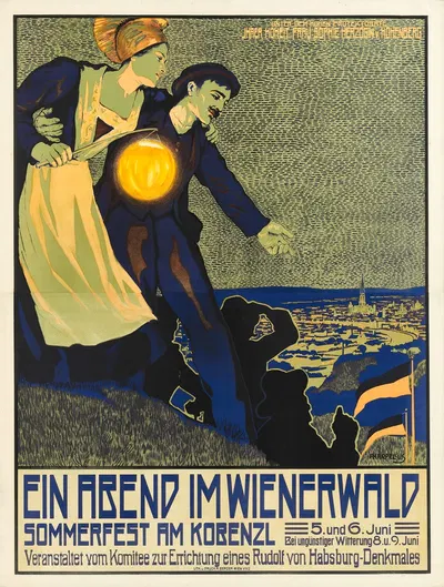 Ein Abend im Wienerwald Sommerfest am Kobenzl by Адольф Карпеллус, 1909 — digital art print download