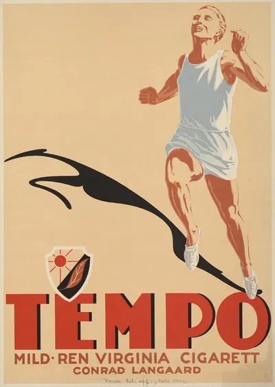Tempo, mild, ren Virginia cigarett by Alf Ellingsen, 1932 — digital art print download