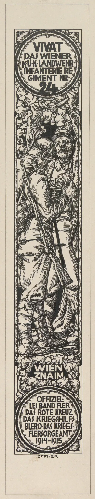 Entwurf eines 'Vivatbandes' für das Landwehr-Infanterieregiment Nr. 24 by Альфред Оффнер, 1916 — digital art print download