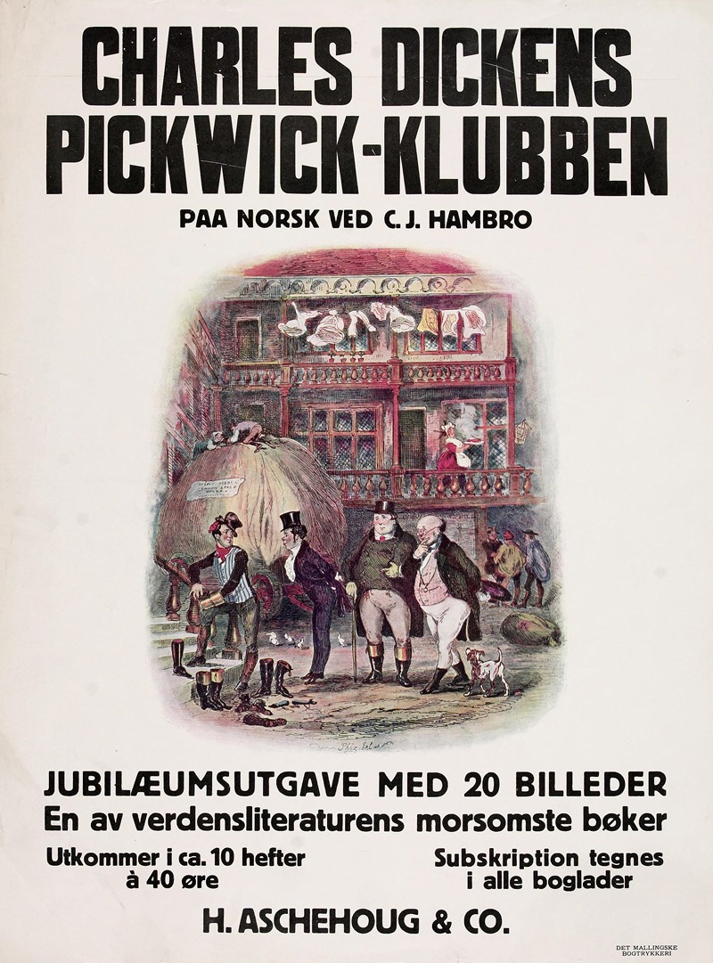 Charles Dickens, Pickwick-klubben by Аноним, 1913 — digital art print download