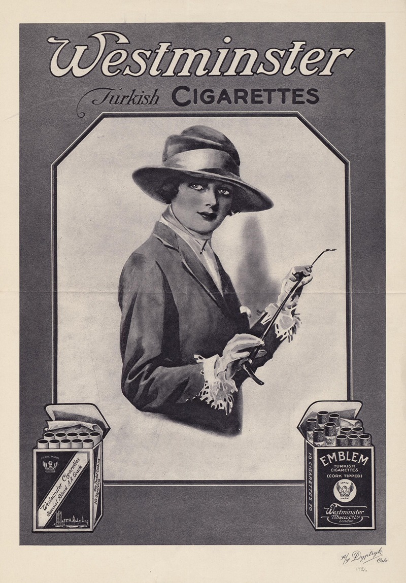 Westminster Turkish cigarettes by AS Dyptryk, 1926 — digital art print download